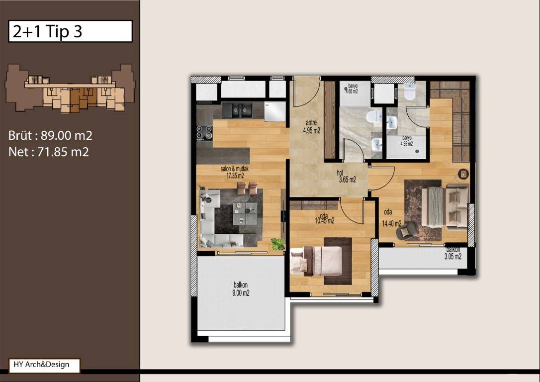 Квартира в Мерсине, Турция, 89 м2 фото 4
