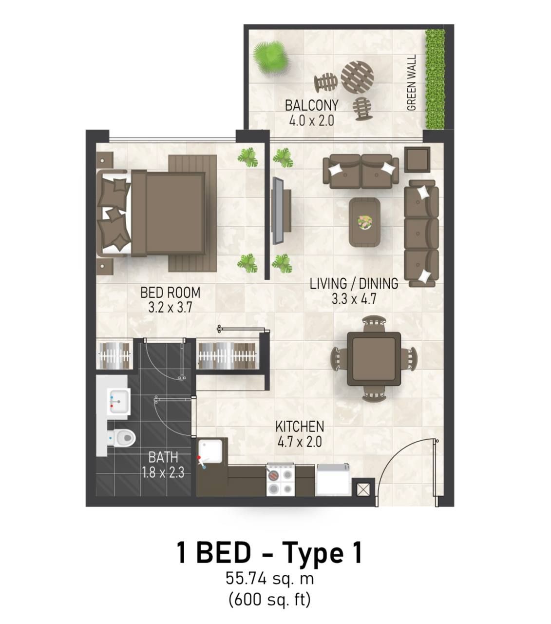Квартира в Дубае, ОАЭ, 55 м2 фото 4