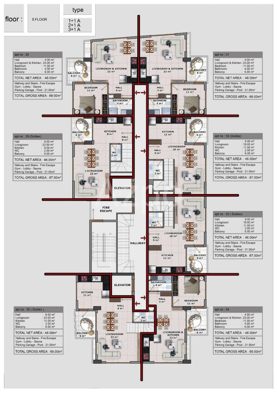 Пентхаус в Алании, Турция, 67 м2 фото 3