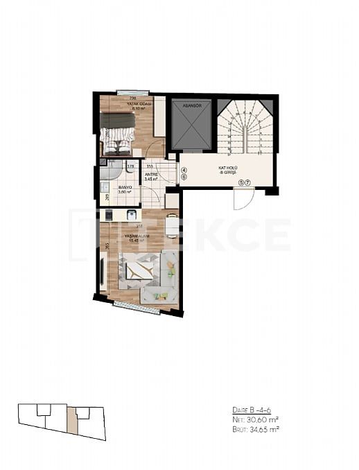 Апартаменты в Стамбуле, Турция, 35 м2 фото 3