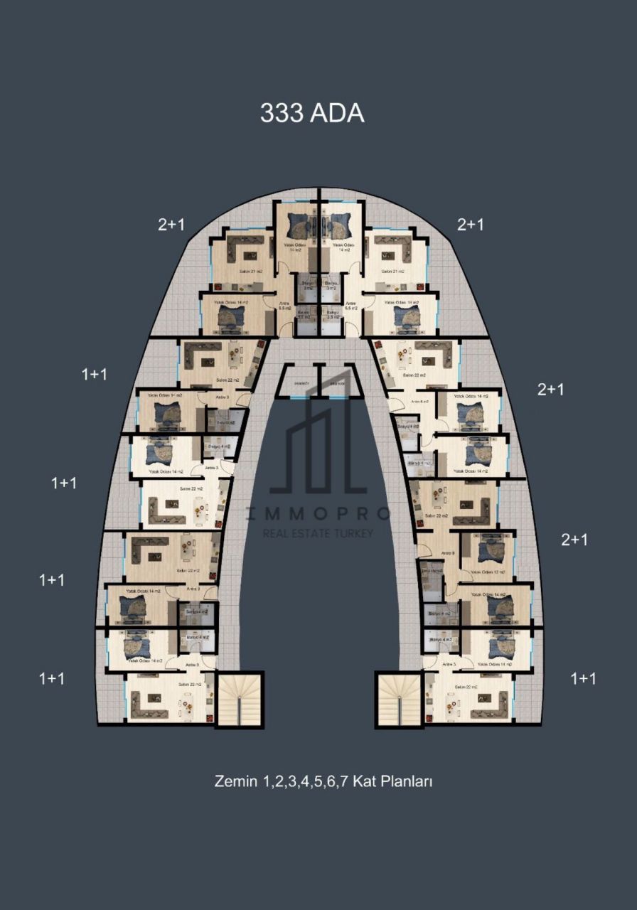 Апартаменты в Авсалларе, Турция, 55 м2 фото 2