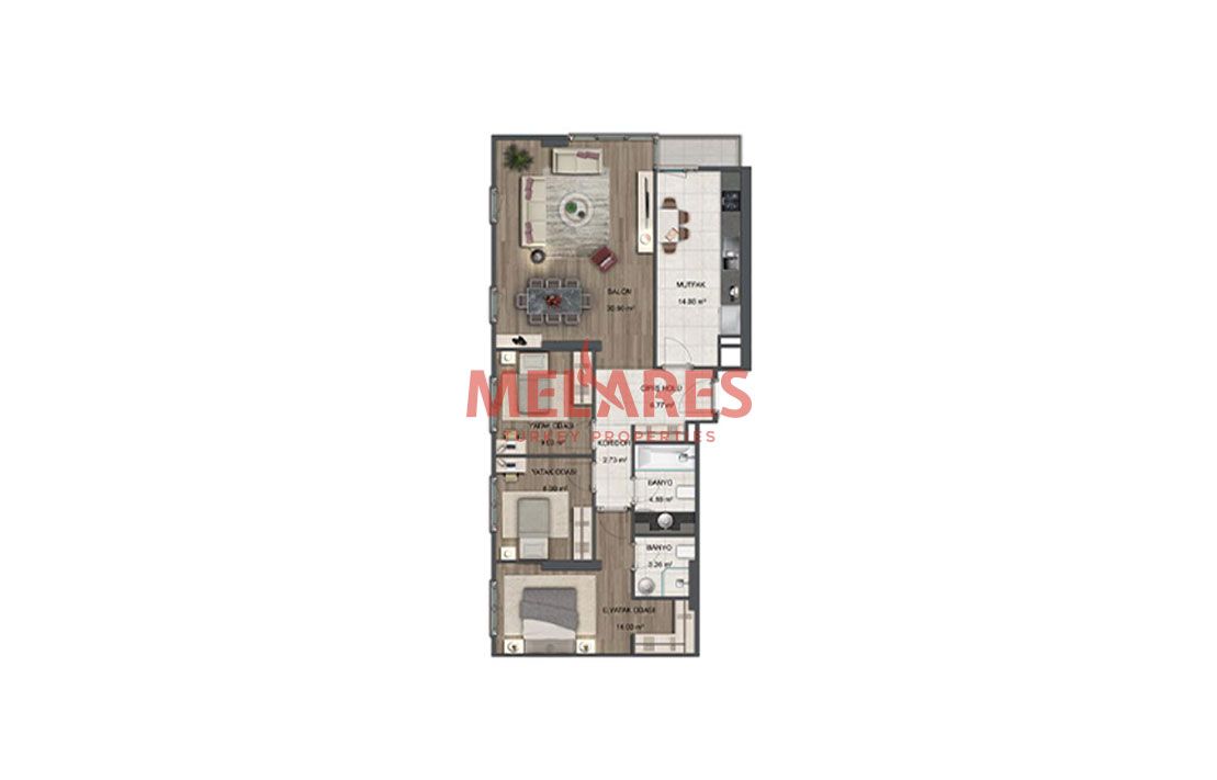 Апартаменты в Стамбуле, Турция, 108 м2 фото 4