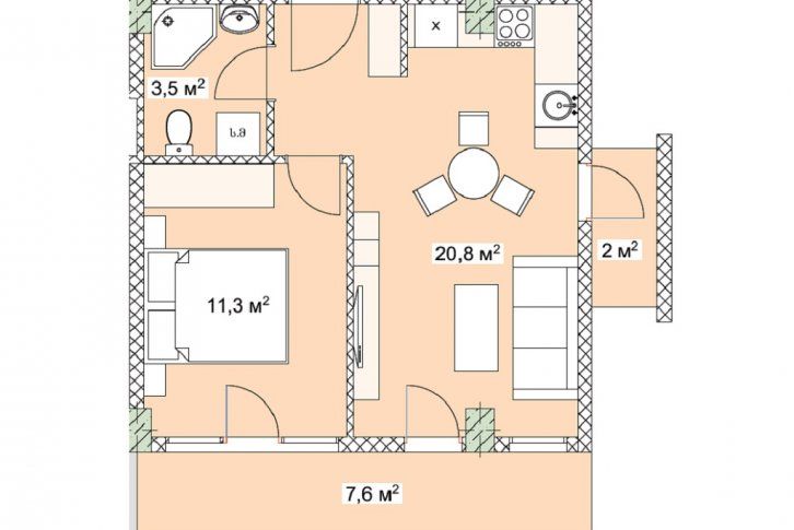 Апартаменты в Батуми, Грузия, 32 м2 фото 2