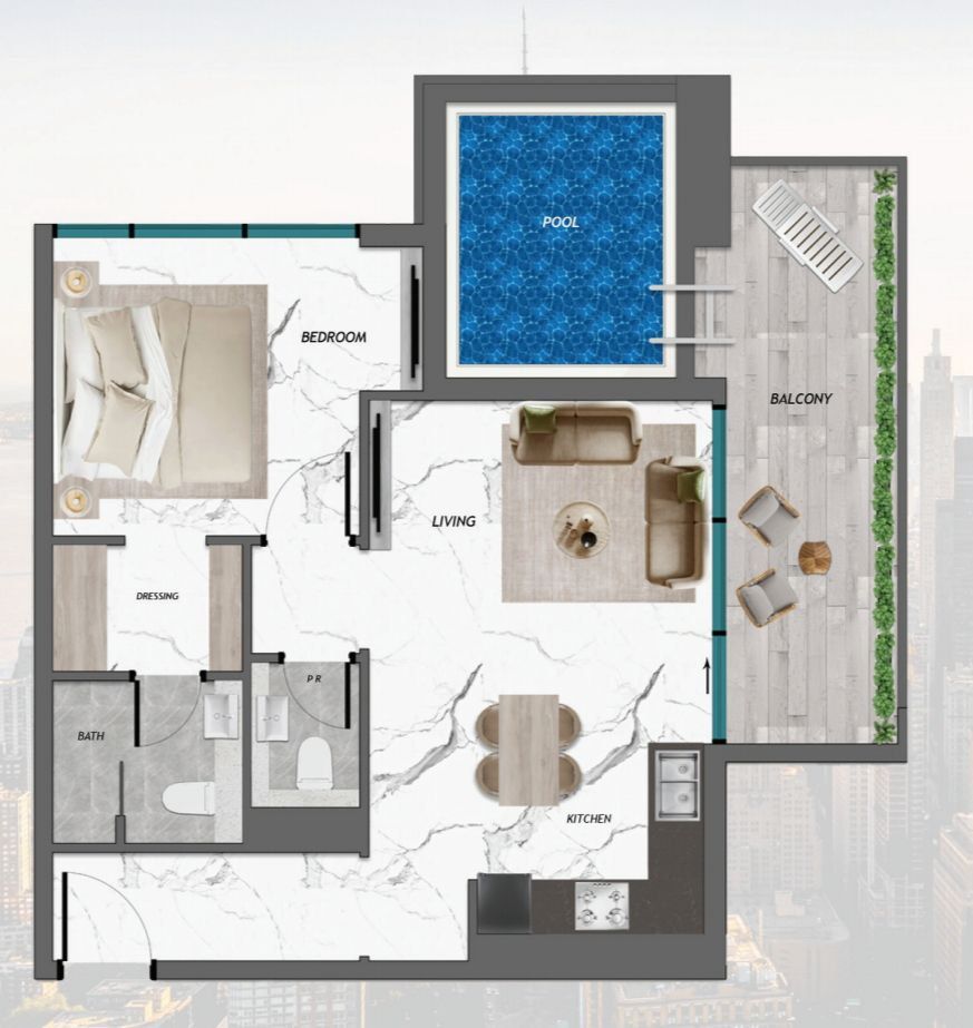 Квартира в Дубае, ОАЭ, 74.3 м2 фото 3