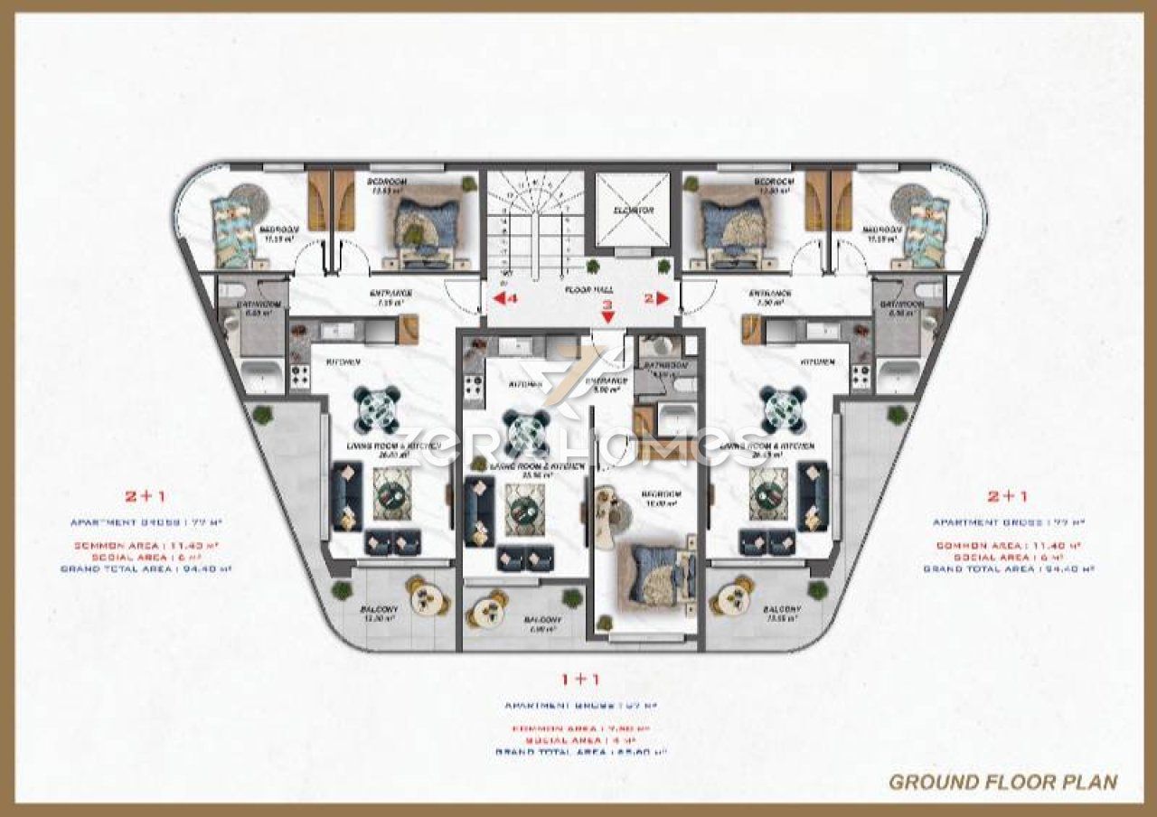 Квартира в Алании, Турция, 60 м2 фото 2