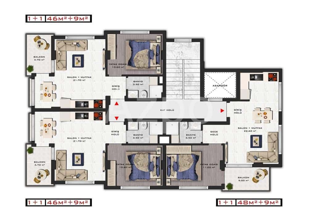 Апартаменты в Алании, Турция, 55 м2 фото 5