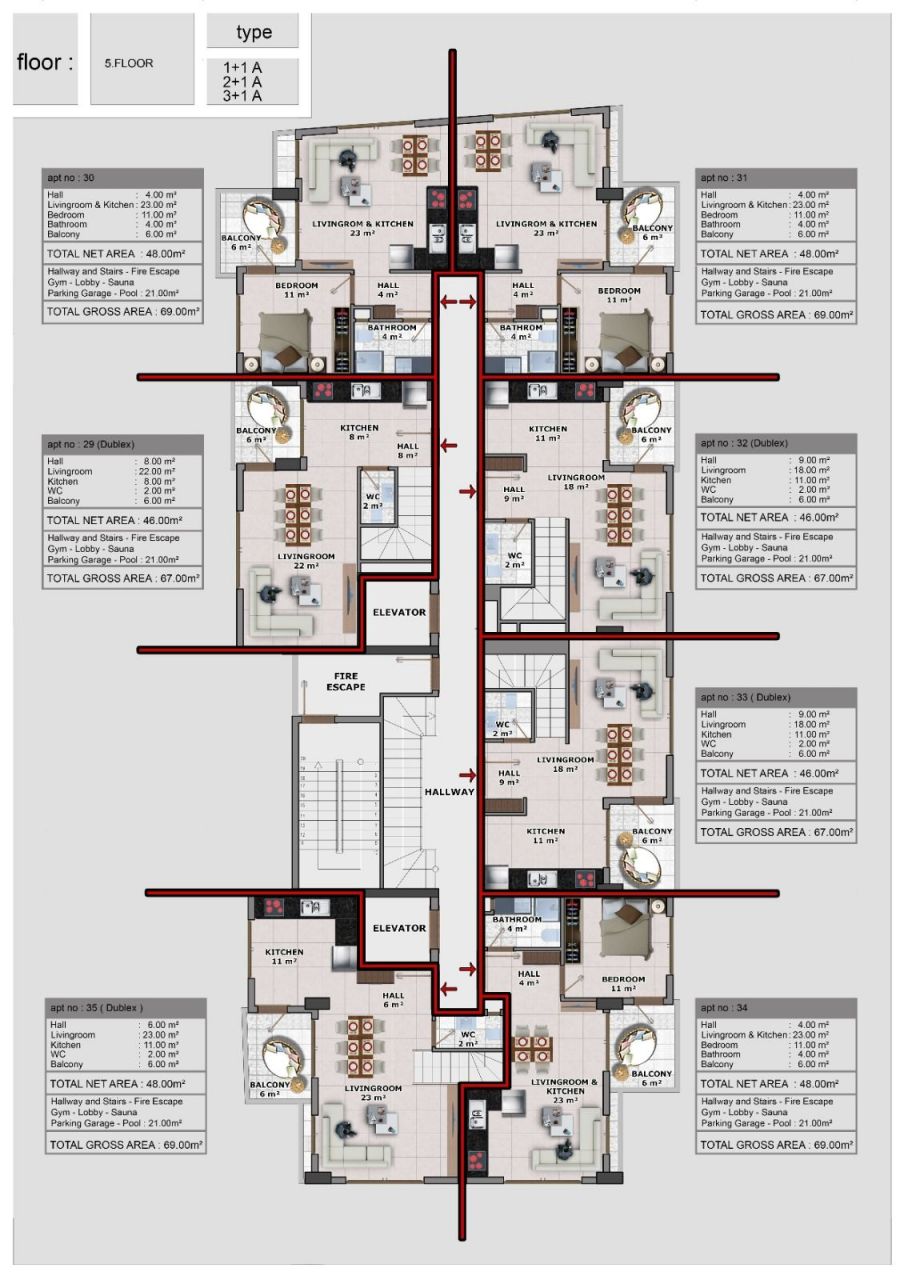 Квартира в Алании, Турция, 67 м2 фото 5
