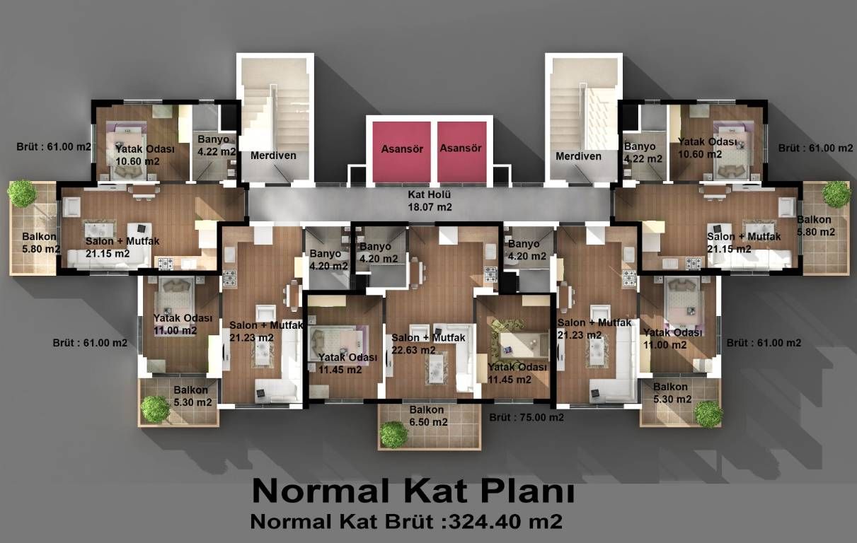 Апартаменты в Мерсине, Турция, 40 м2 фото 3