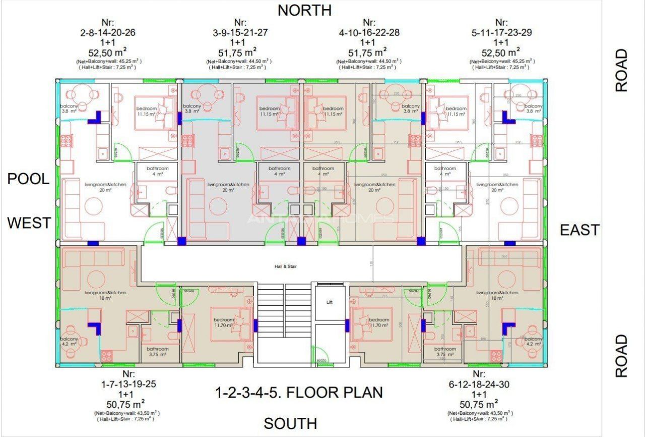 Апартаменты в Алании, Турция, 51 м2 фото 4