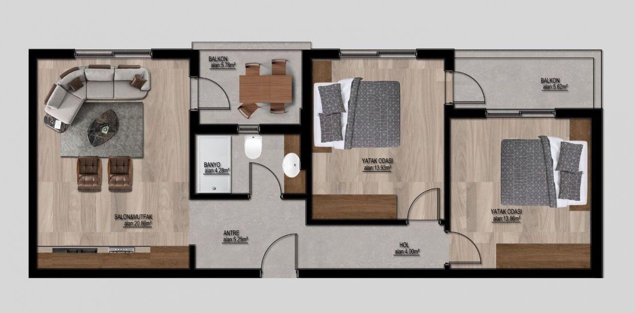 Квартира в Мерсине, Турция, 65 м2 фото 3