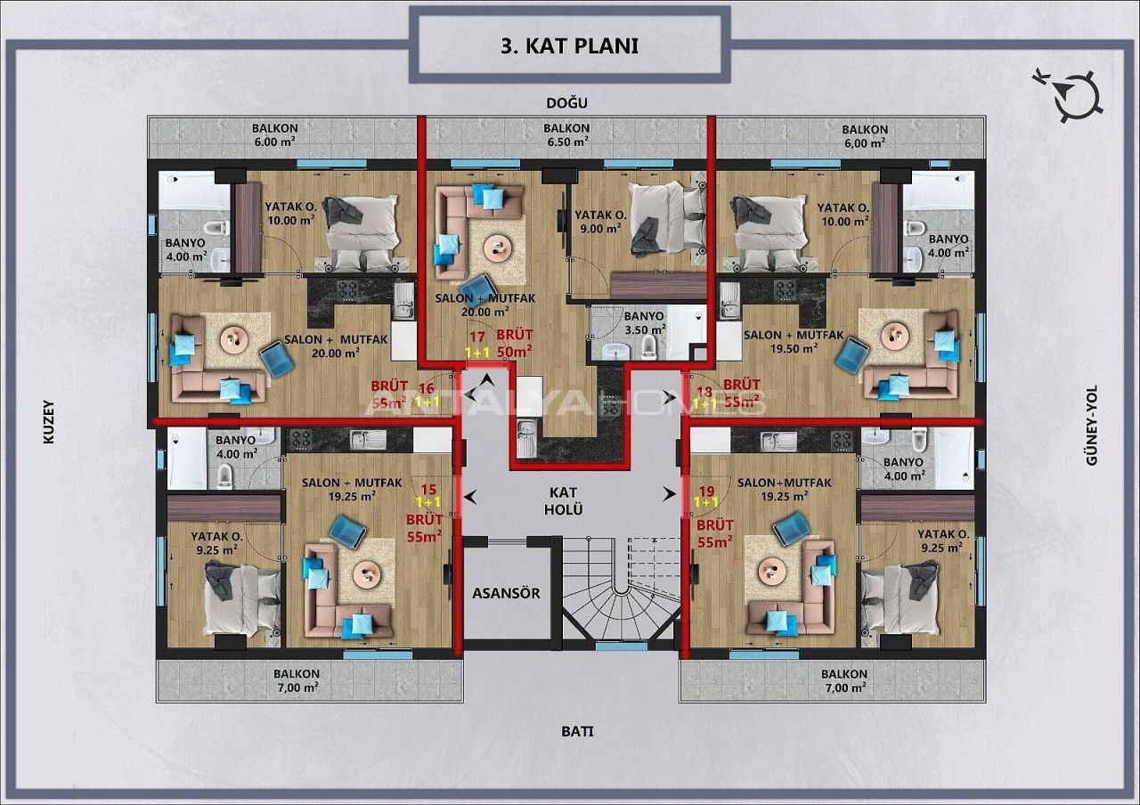 Апартаменты в Анталии, Турция, 45 м2 фото 2
