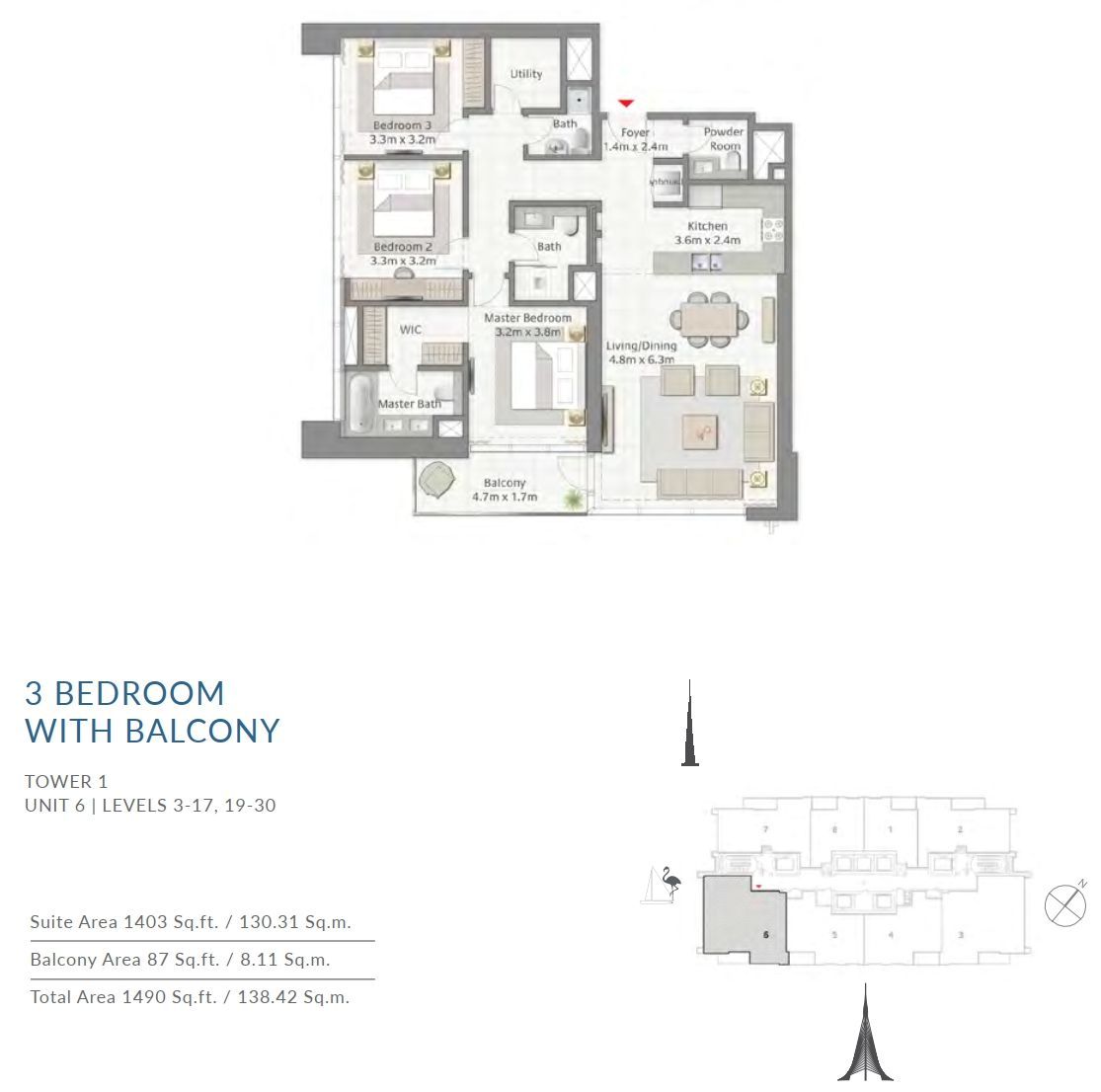 Квартира в Дубае, ОАЭ, 139.08 м2 фото 4