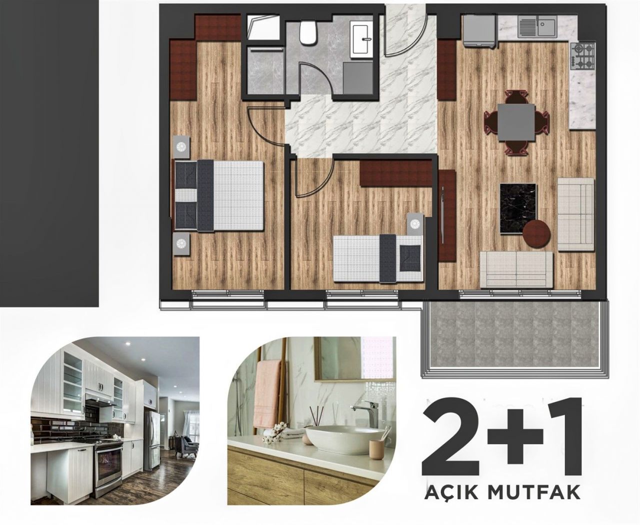 Квартира в Анталии, Турция, 48 м2 фото 5