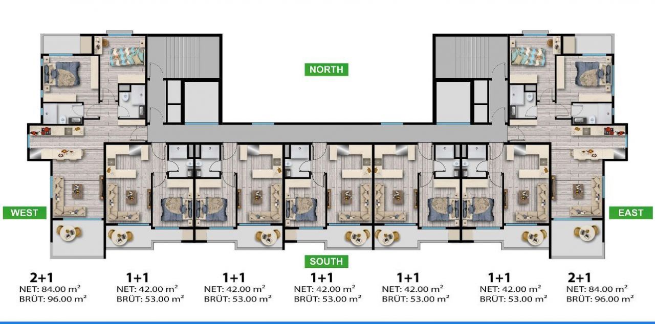 Апартаменты в Мерсине, Турция, 42 м2 фото 5