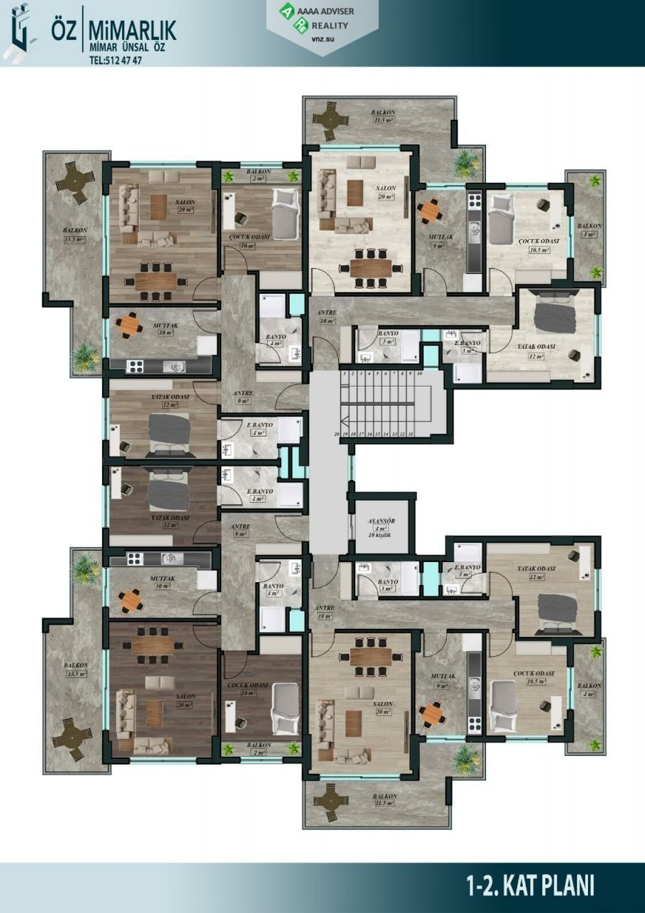 Квартира в Авсалларе, Турция, 50 м2 фото 3