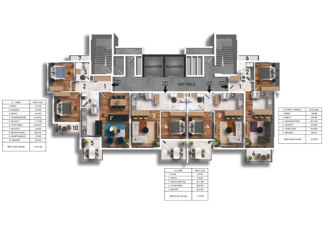 Апартаменты в Мерсине, Турция, 110 м2 фото 3