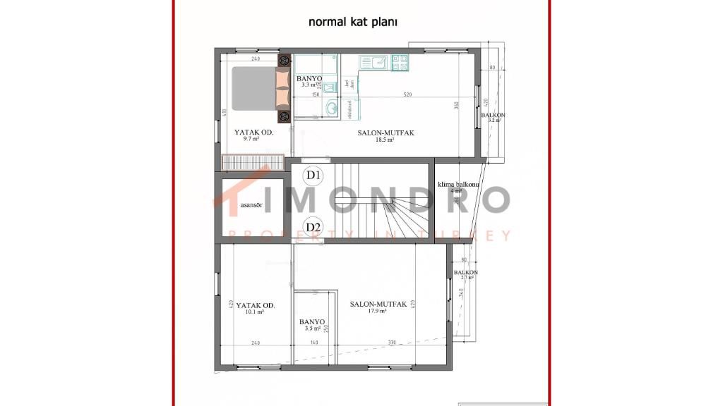 Квартира в Анталии, Турция, 50 м2 фото 3
