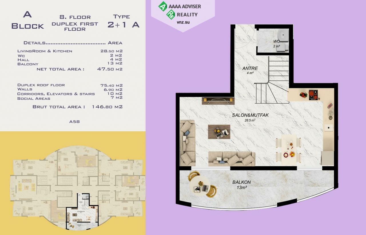 Пентхаус в Алании, Турция, 126 м2 фото 3