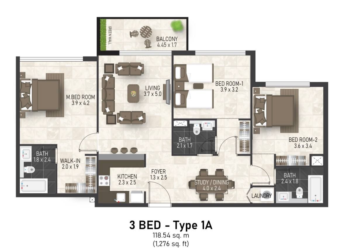 Квартира в Дубае, ОАЭ, 118 м2 фото 4