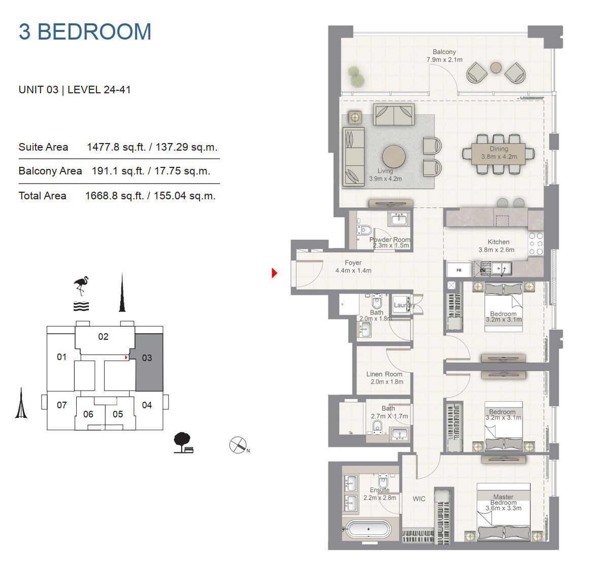 Квартира в Дубае, ОАЭ, 155.01 м2 фото 4