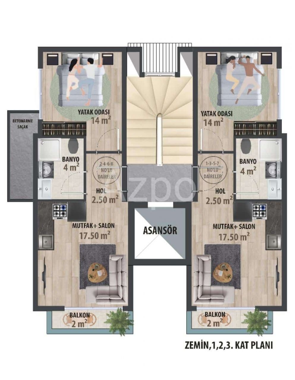 Апартаменты в Алании, Турция, 45 м2 фото 5