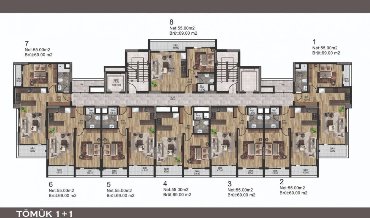 Апартаменты в Мерсине, Турция, 55 м2 фото 4