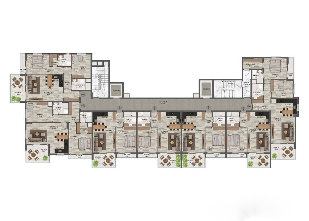 Апартаменты в Мерсине, Турция, 47 м2 фото 3