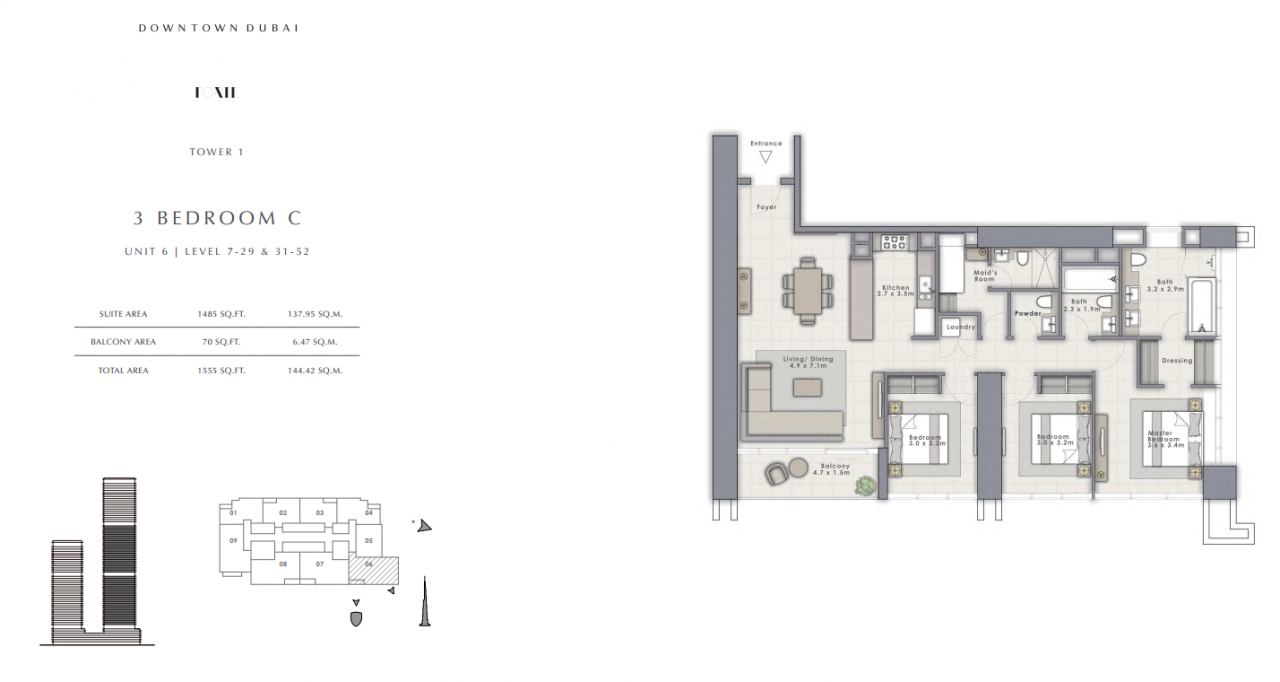 Квартира в Дубае, ОАЭ, 152.55 м2 фото 5