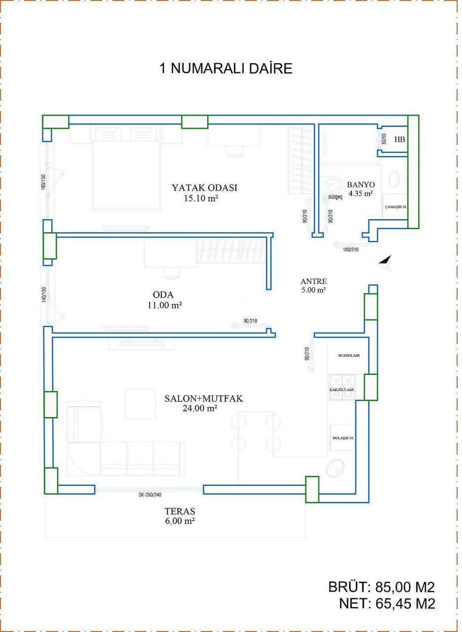 Апартаменты в Анталии, Турция, 57 м2 фото 5