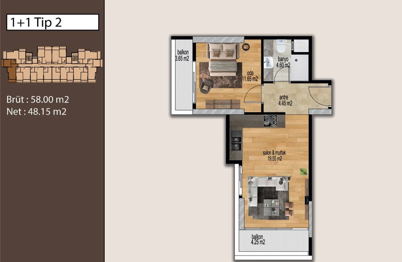 Квартира в Мерсине, Турция, 89 м2 фото 5
