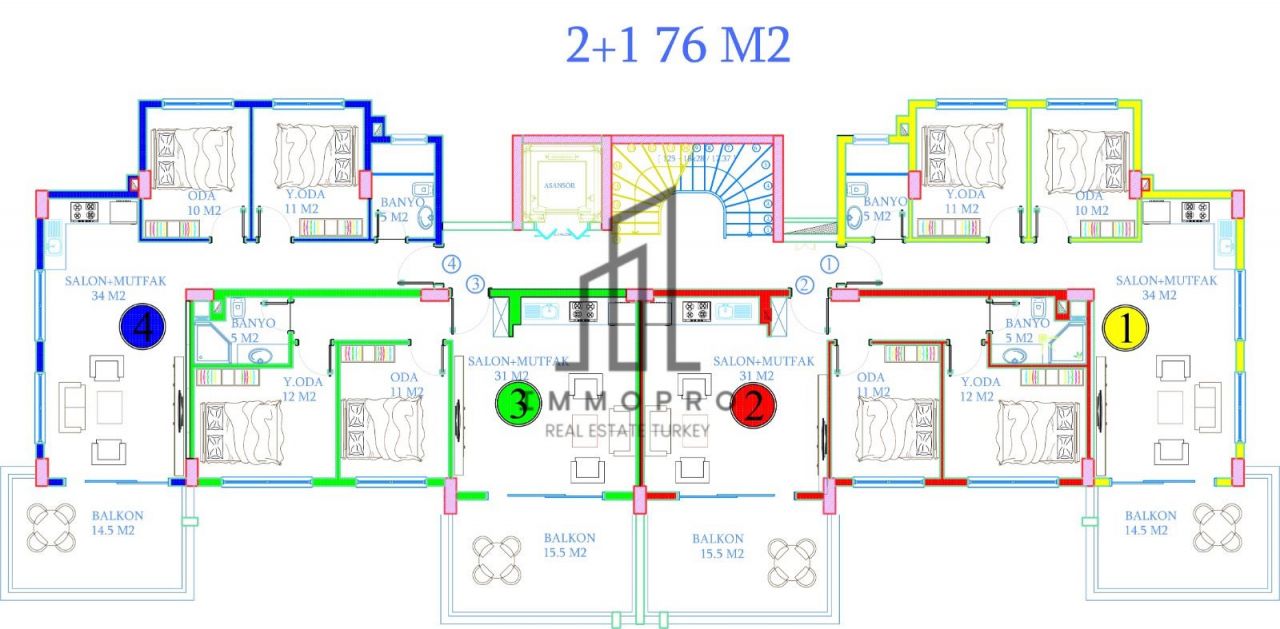 Апартаменты в Авсалларе, Турция, 51 м2 фото 4