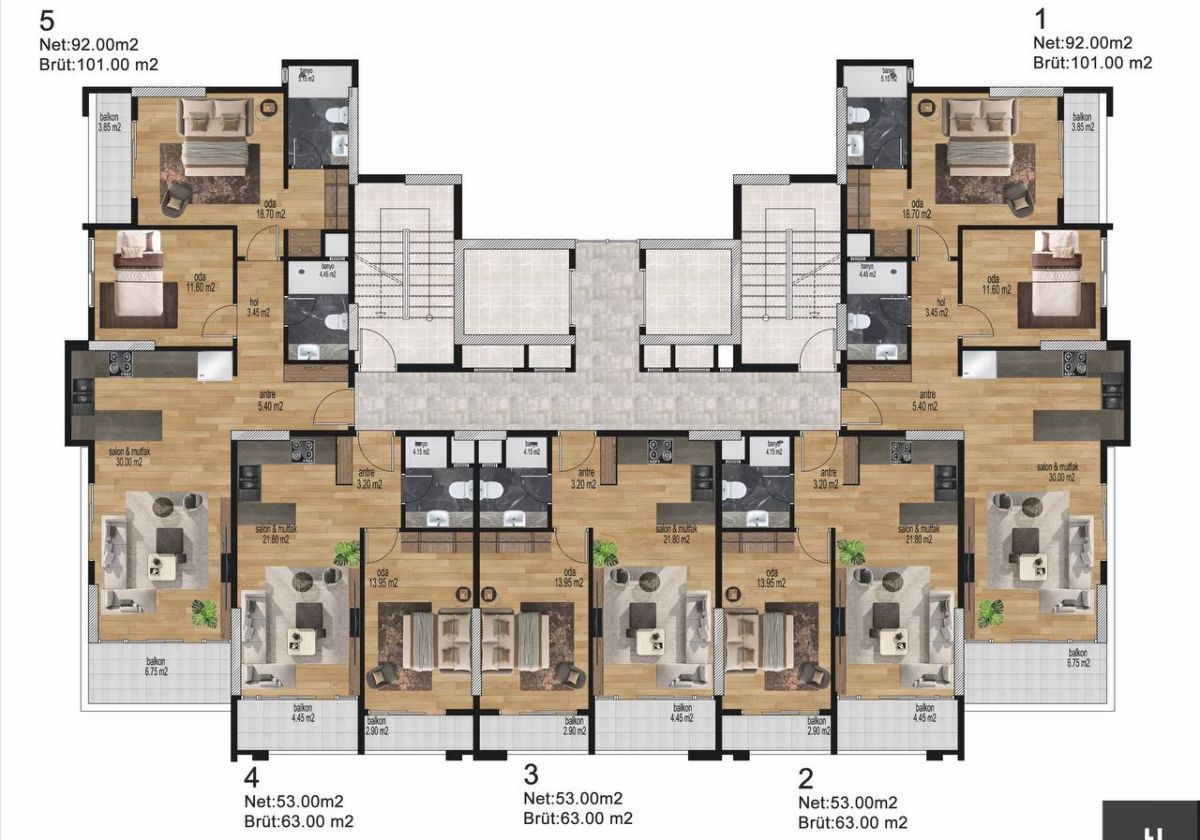Квартира Arpaçbahşiş Mh., Турция, 63 м2 фото 2