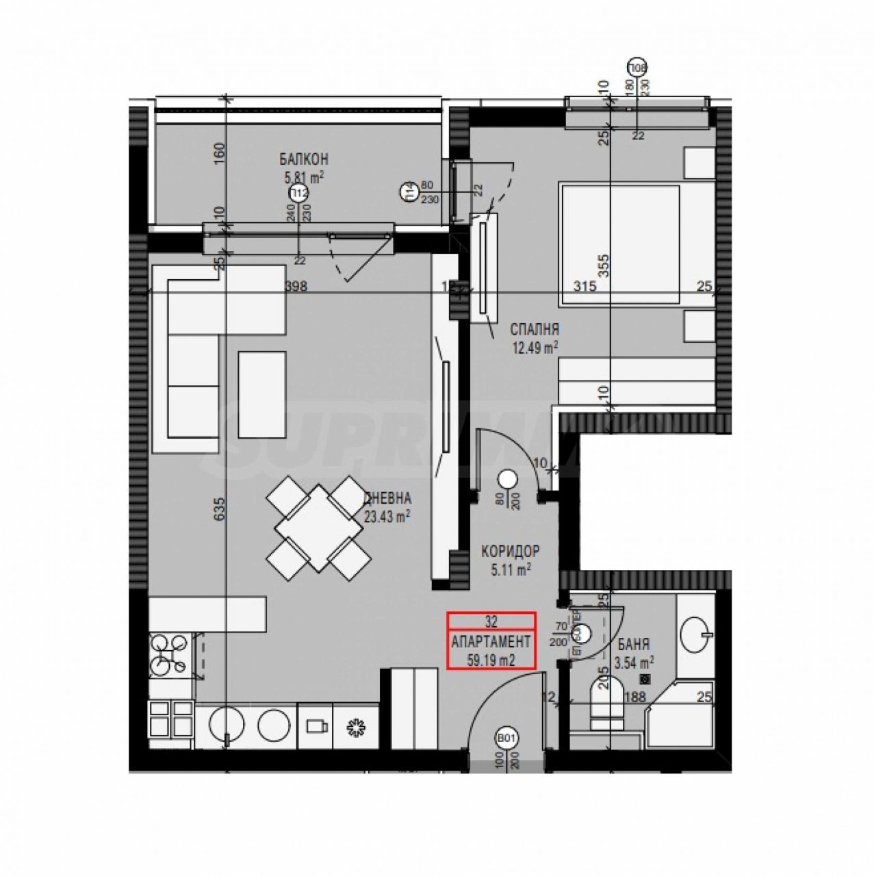 Апартаменты в Софии, Болгария, 72.29 м2 фото 2