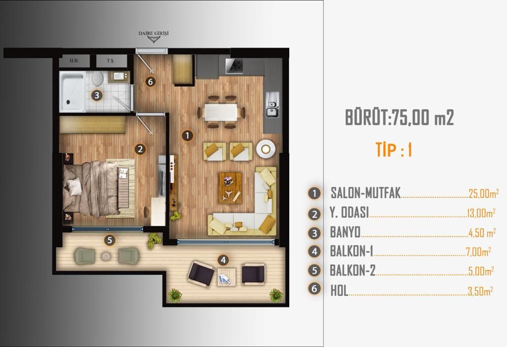 Квартира в Мерсине, Турция, 75 м2 фото 4