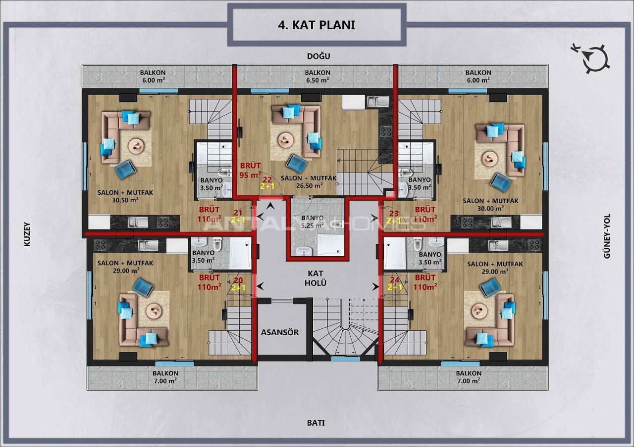 Апартаменты в Анталии, Турция, 45 м2 фото 4