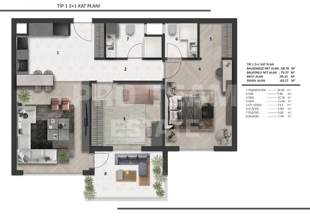 Апартаменты в Анталии, Турция, 85 м2 фото 3
