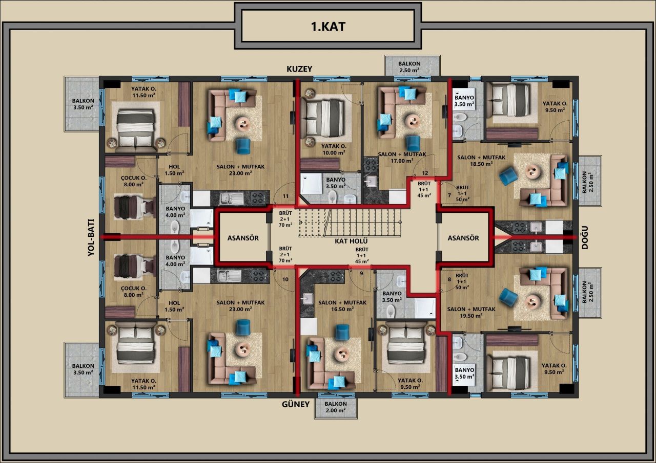 Квартира в Анталии, Турция, 45 м2 фото 4