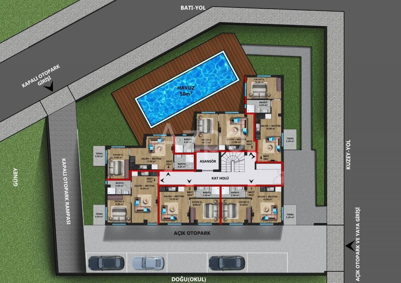 Апартаменты в Анталии, Турция, 44 м2 фото 5
