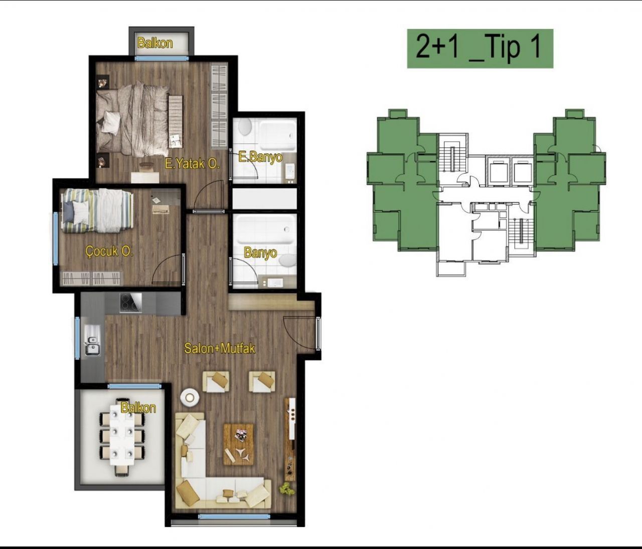 Апартаменты в Мерсине, Турция, 70 м2 фото 4