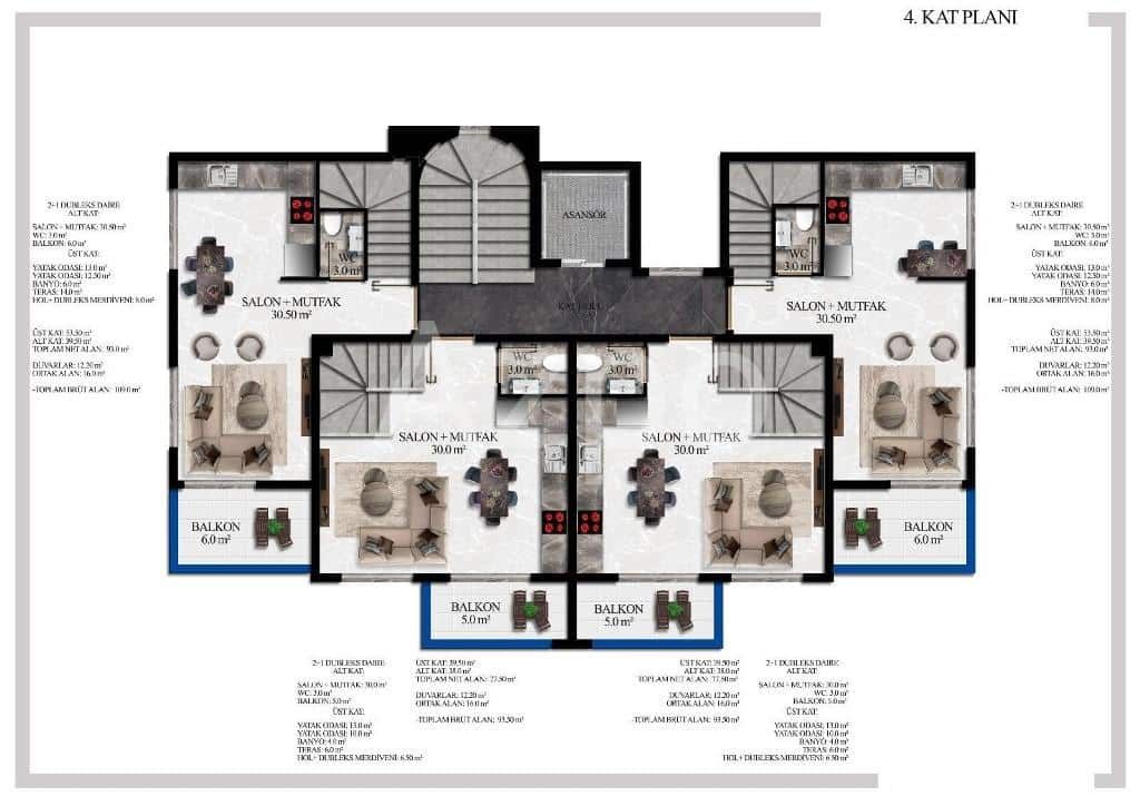 Апартаменты в Алании, Турция, 44 м2 фото 2