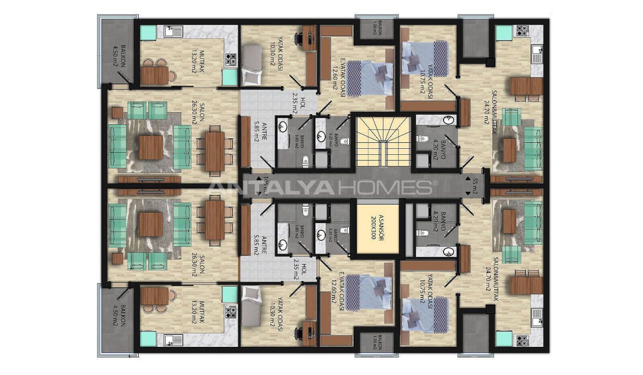 Апартаменты в Анталии, Турция, 55 м2 фото 3