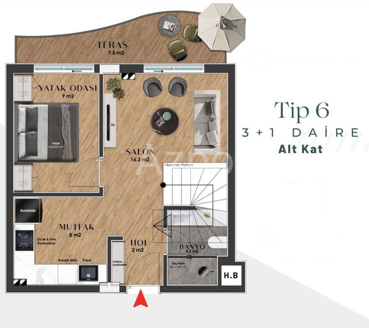 Апартаменты в Анталии, Турция, 60 м2 фото 3
