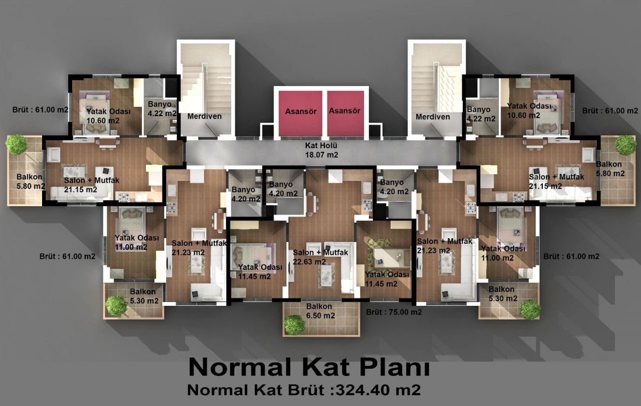 Квартира в Мерсине, Турция, 61 м2 фото 4