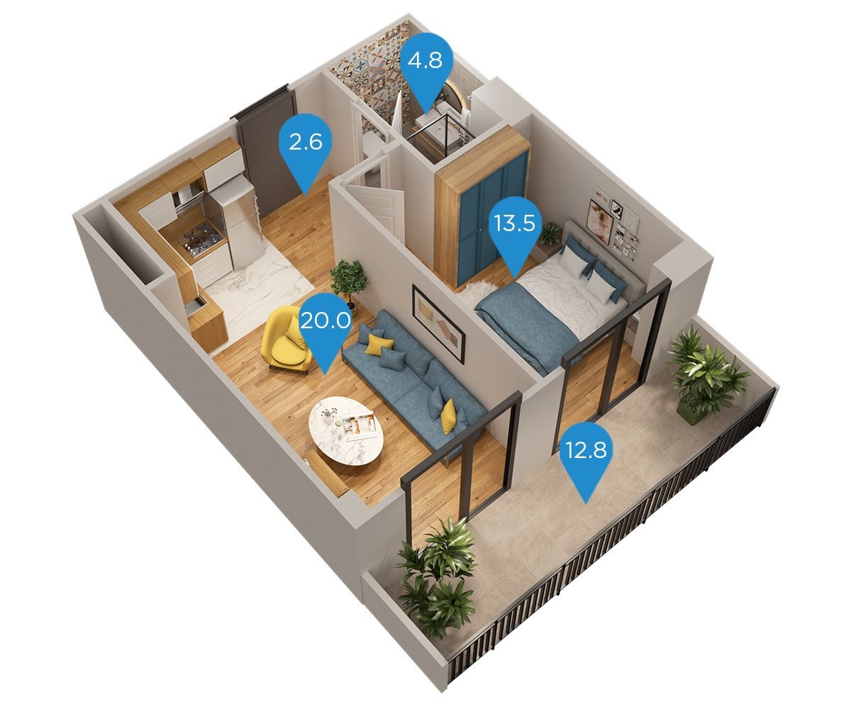 Квартира в Тбилиси, Грузия, 51.2 м2 фото 3