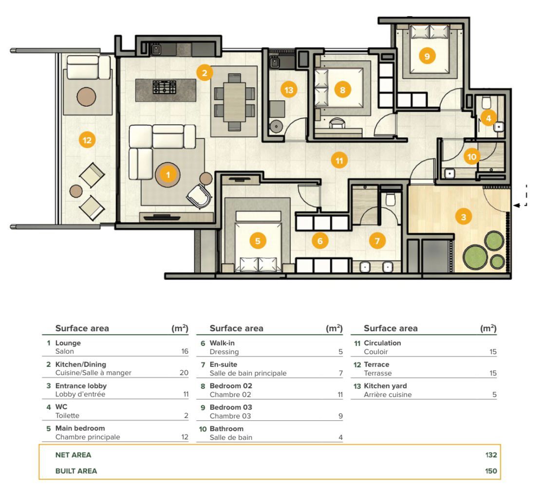 Апартаменты в Тамарине, Маврикий, 150 м2 фото 4