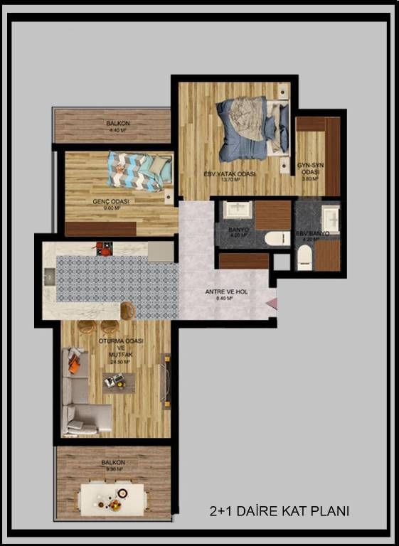 Квартира в Мерсине, Турция, 45 м2 фото 3