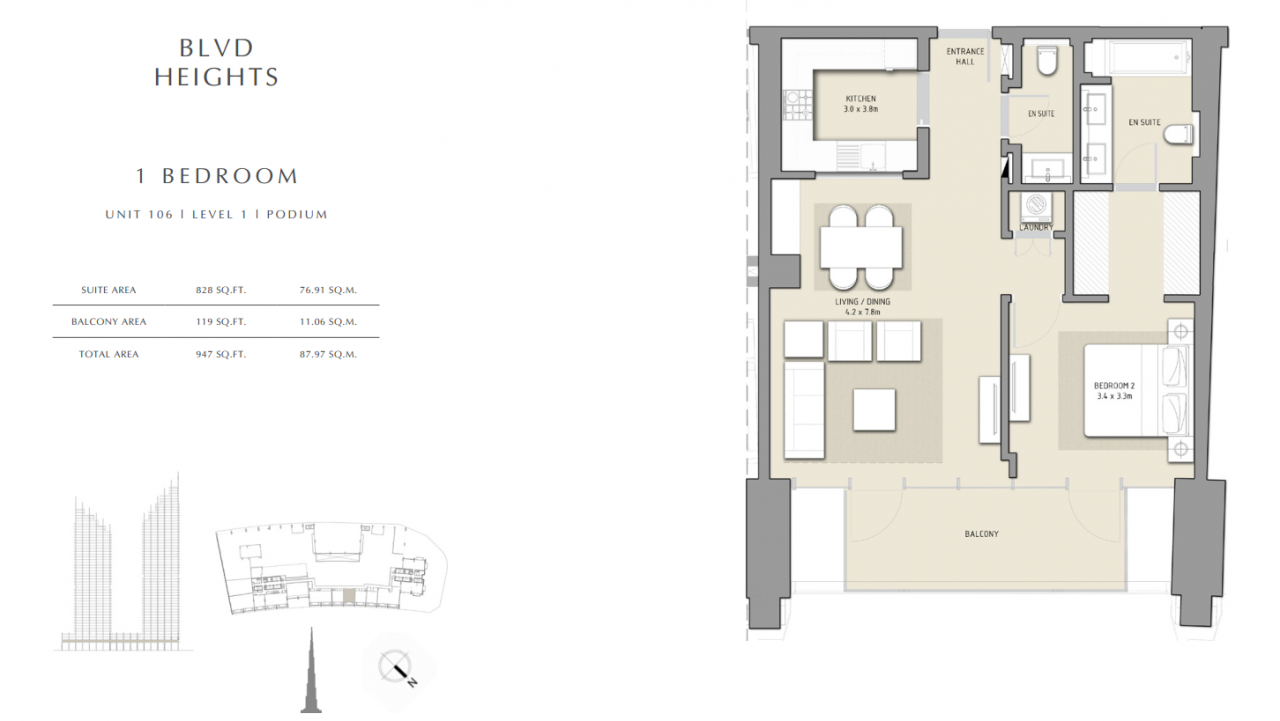 Квартира в Дубае, ОАЭ, 87.98 м2 фото 4