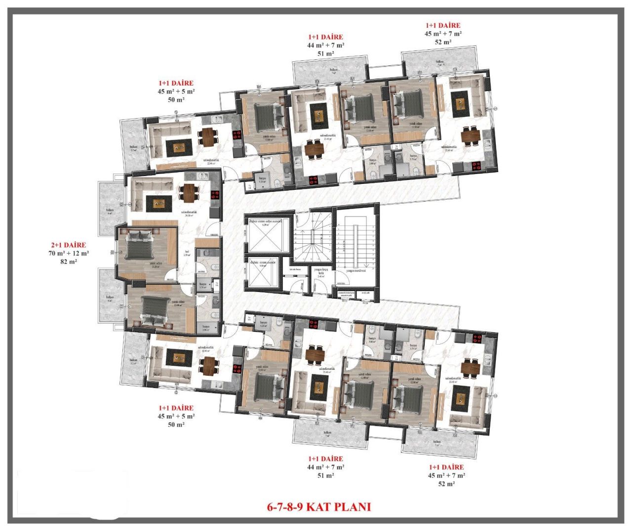 Апартаменты в Алании, Турция, 50 м2 фото 2
