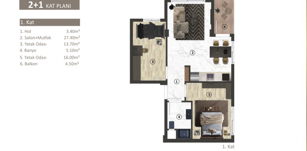 Квартира Altınkum Mh., Турция, 80 м2 фото 3