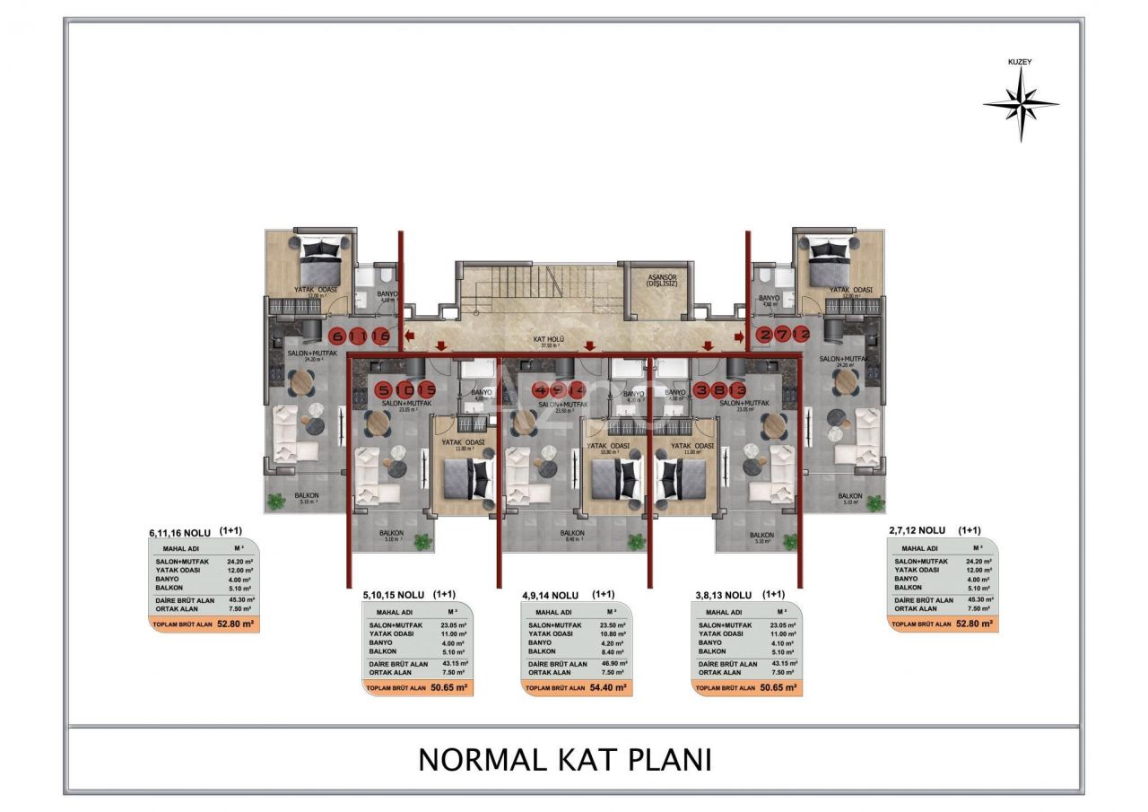 Апартаменты в Алании, Турция, 47 м2 фото 4